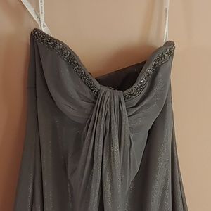 bridesmaid gown and stiletto heels